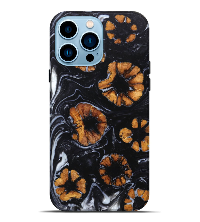 iPhone 14 Pro Max Wood+Resin Live Edge Phone Case - Taylor (Black & White, 657943)