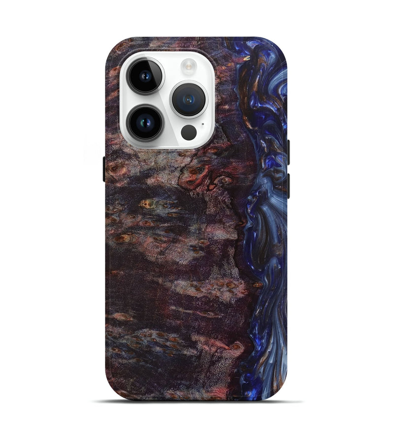 iPhone 15 Pro Wood+Resin Live Edge Phone Case - Martha (Blue, 657947)