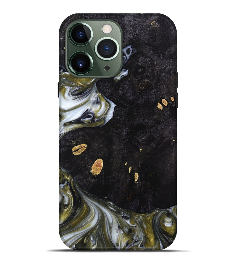 iPhone 13 Pro Max Wood+Resin Live Edge Phone Case - Josie (Black & White, 657950)