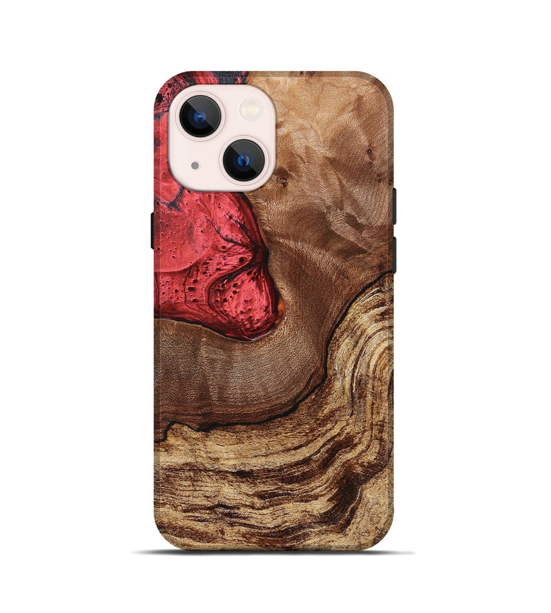 iPhone 13 mini Wood+Resin Live Edge Phone Case - Tamara (Red, 657952)