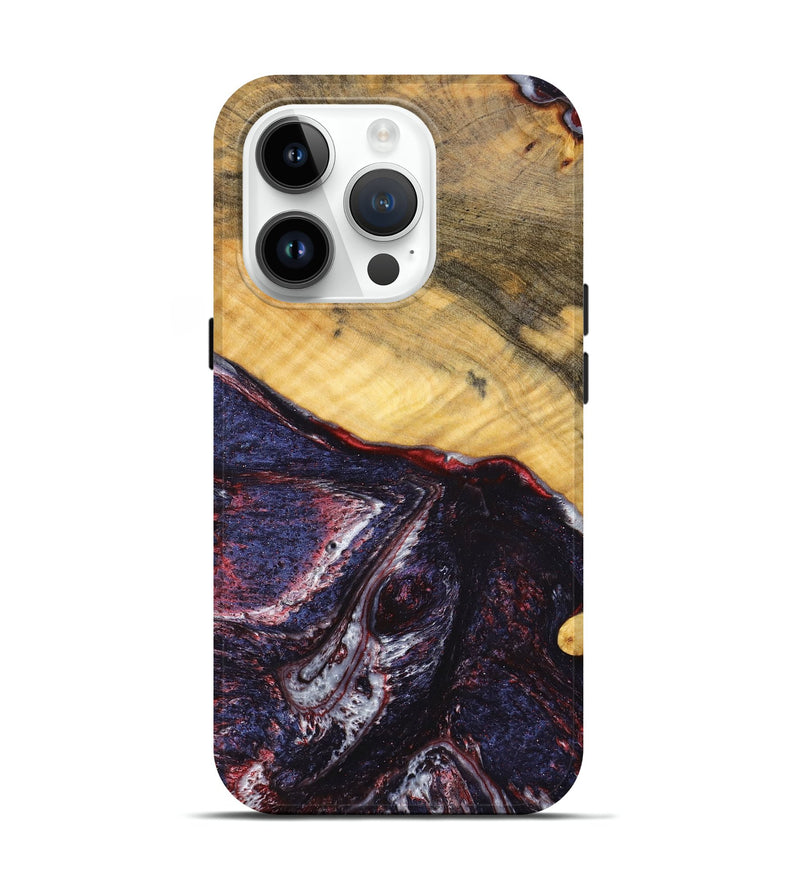 iPhone 15 Pro Wood+Resin Live Edge Phone Case - Christian (Blue, 657953)