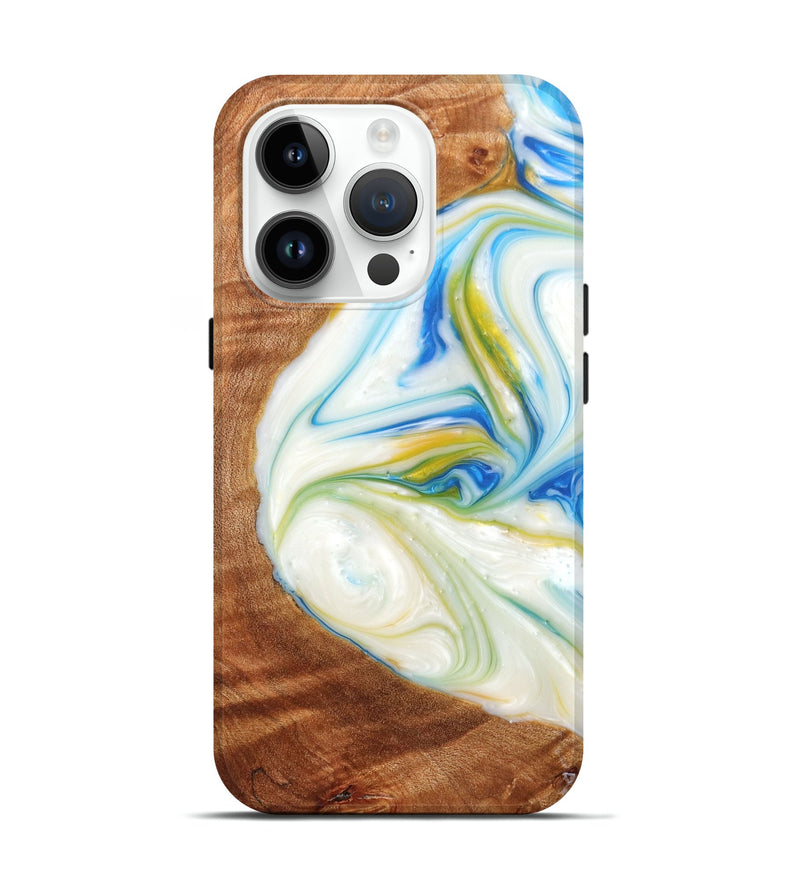 iPhone 15 Pro Wood+Resin Live Edge Phone Case - Harry (Blue, 657955)