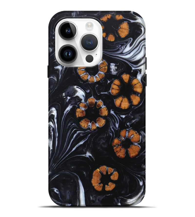 iPhone 15 Pro Max Wood+Resin Live Edge Phone Case - Zachary (Black & White, 657956)