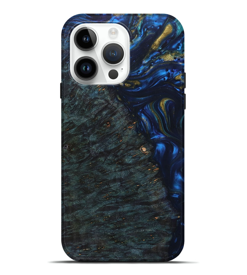 iPhone 15 Pro Max Wood+Resin Live Edge Phone Case - Leonel (Blue, 657960)