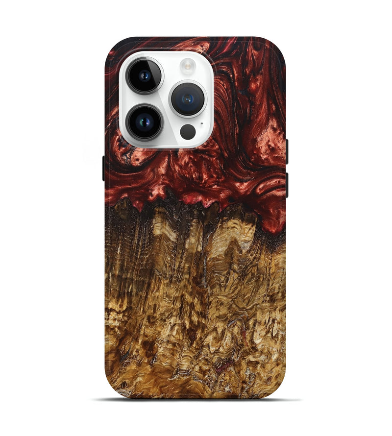 iPhone 15 Pro Wood+Resin Live Edge Phone Case - Dina (Red, 657961)
