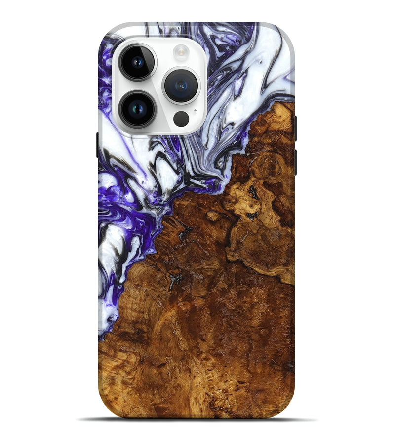 iPhone 15 Pro Max Wood+Resin Live Edge Phone Case - Oaklynn (Purple, 657966)