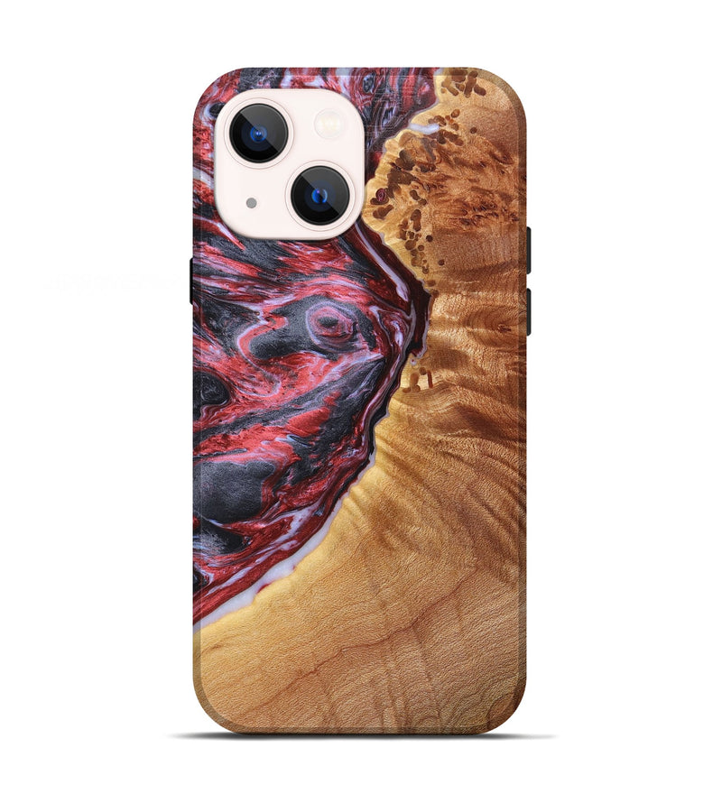 iPhone 13 Wood+Resin Live Edge Phone Case - Justice (Red, 657968)