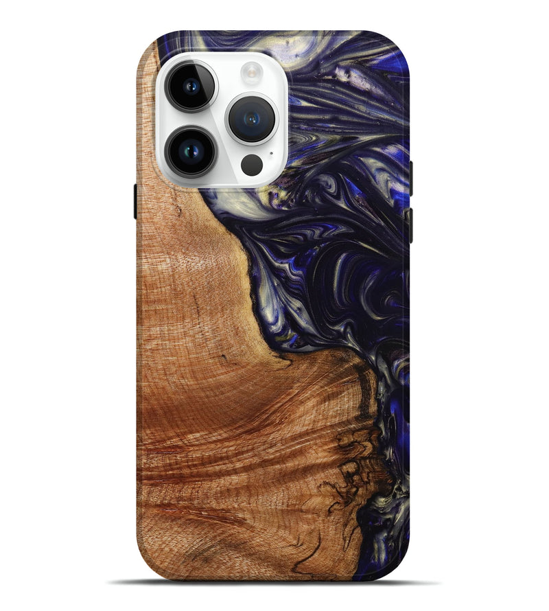 iPhone 15 Pro Max Wood+Resin Live Edge Phone Case - Dina (Purple, 657977)