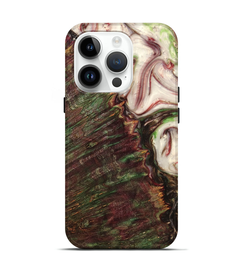 iPhone 15 Pro Wood+Resin Live Edge Phone Case - Amy (Green, 657980)