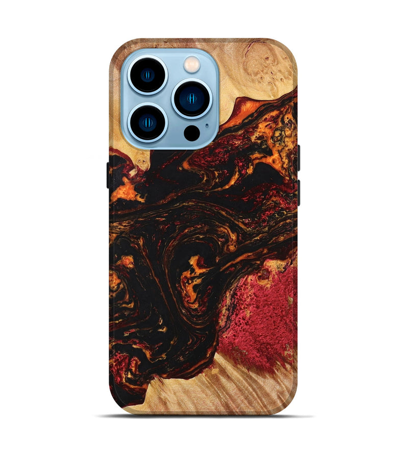 iPhone 14 Pro Wood+Resin Live Edge Phone Case - James (Red, 657981)