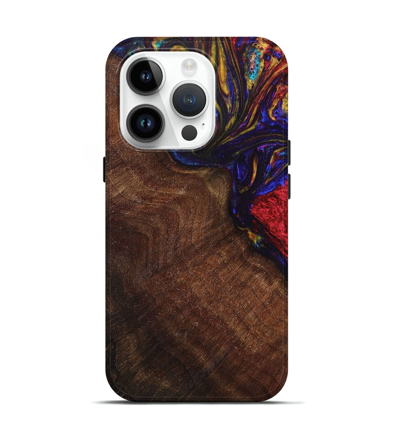 iPhone 15 Pro Wood+Resin Live Edge Phone Case - Olive (Purple, 657989)