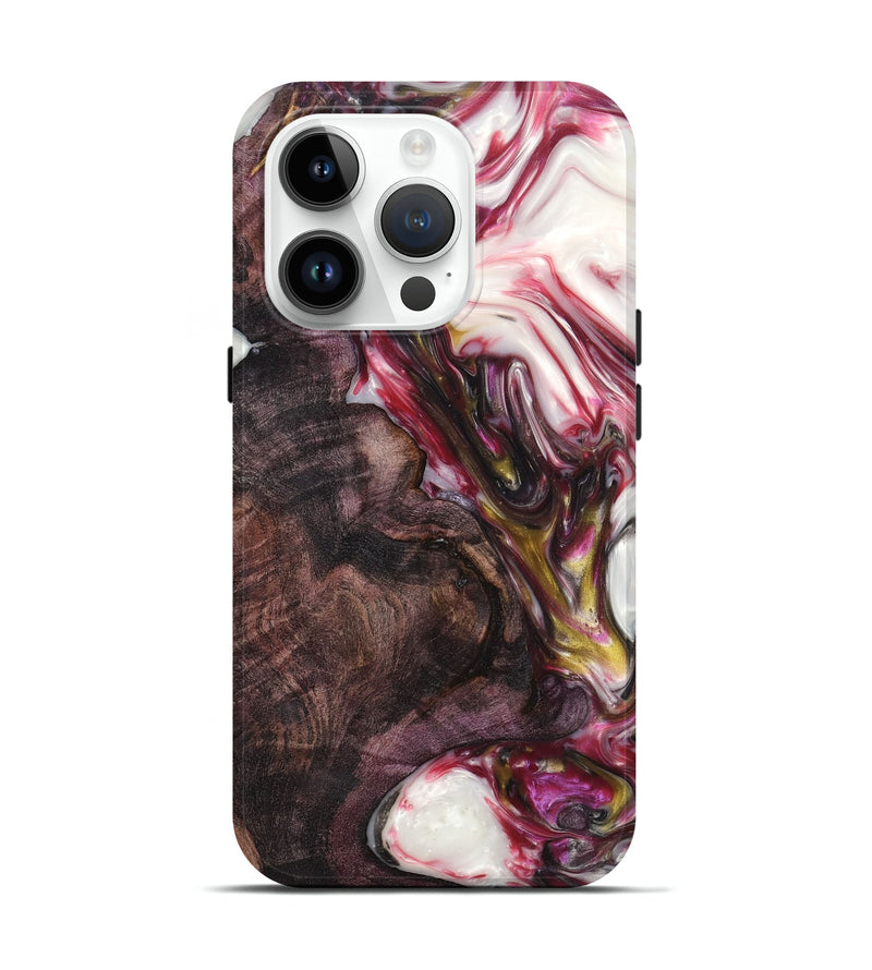 iPhone 15 Pro Wood+Resin Live Edge Phone Case - Sydney (Red, 657996)