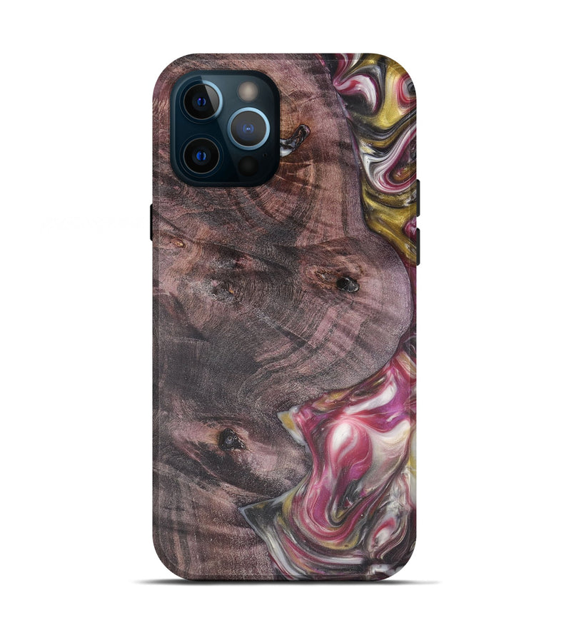 iPhone 12 Pro Wood+Resin Live Edge Phone Case - Bailey (Red, 657997)