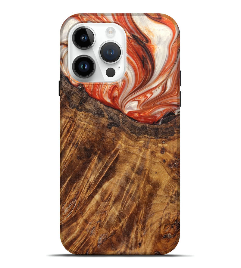iPhone 15 Pro Max Wood+Resin Live Edge Phone Case - Lesley (Red, 657998)