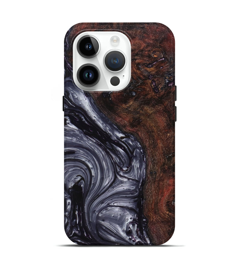 iPhone 15 Pro Wood+Resin Live Edge Phone Case - Kade (Black & White, 657999)