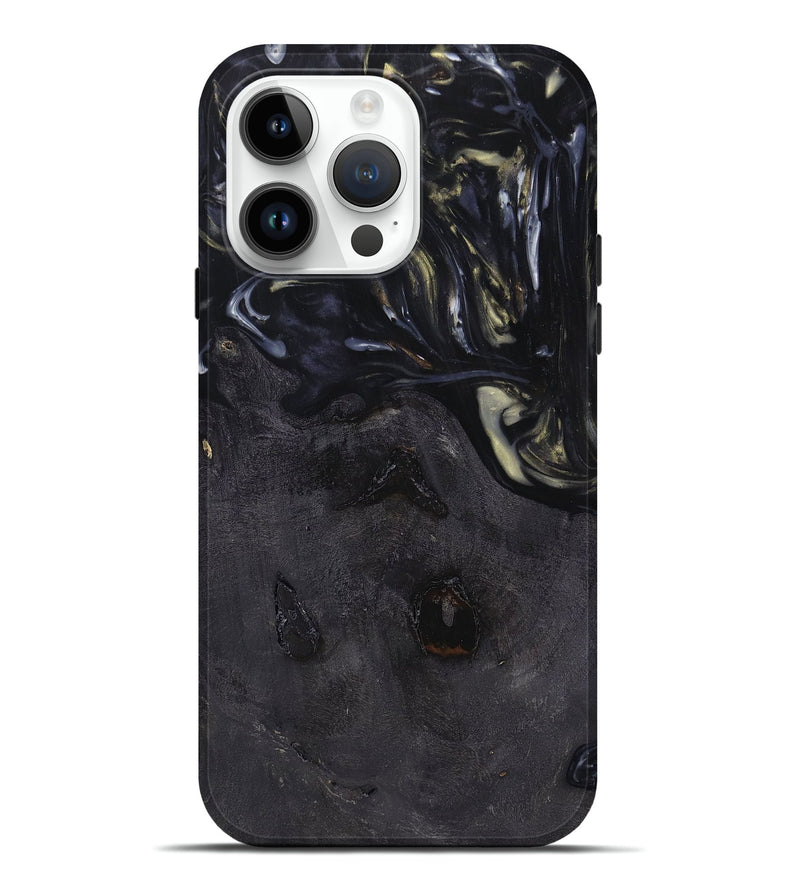 iPhone 15 Pro Max Wood+Resin Live Edge Phone Case - Debra (Black & White, 658000)