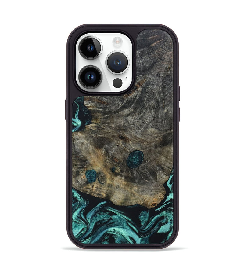 iPhone 15 Pro Wood+Resin Phone Case - Ariyah (Green, 658457)