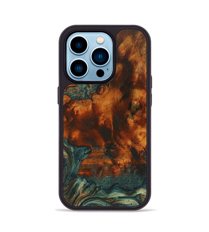 iPhone 14 Pro Wood+Resin Phone Case - Serena (Green, 658461)