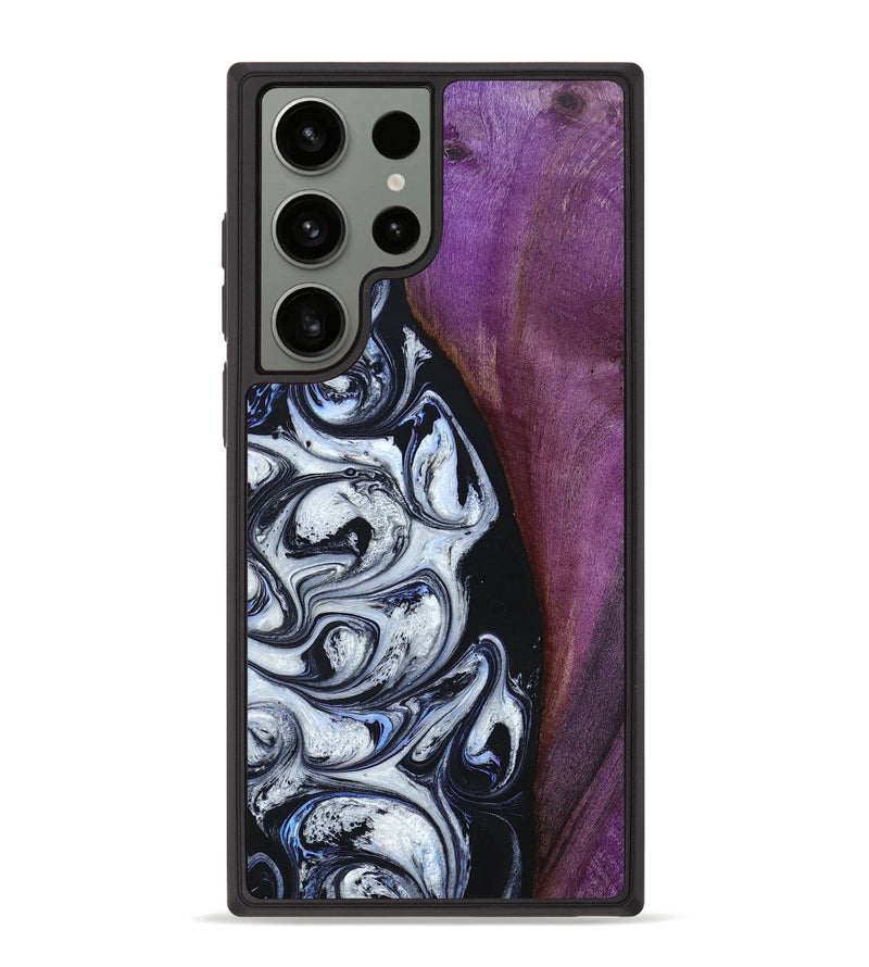 Galaxy S23 Ultra Wood+Resin Phone Case - Blanche (Black & White, 658595)
