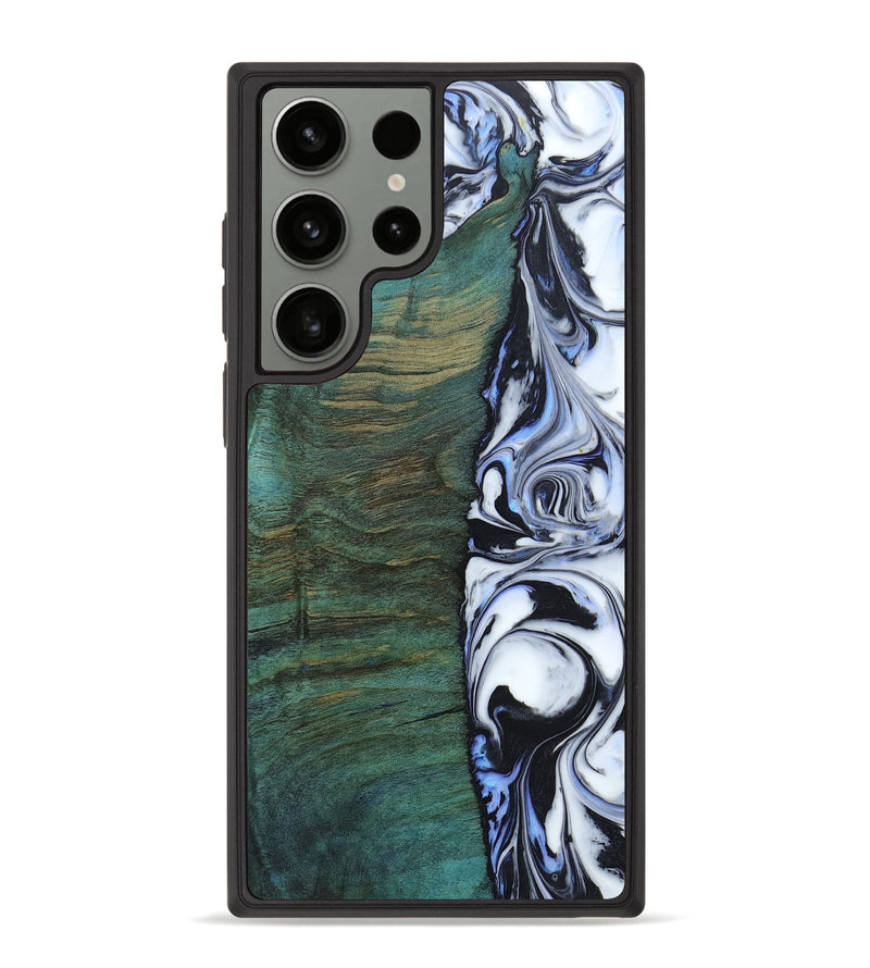 Galaxy S23 Ultra Wood+Resin Phone Case - Emersyn (Black & White, 658603)