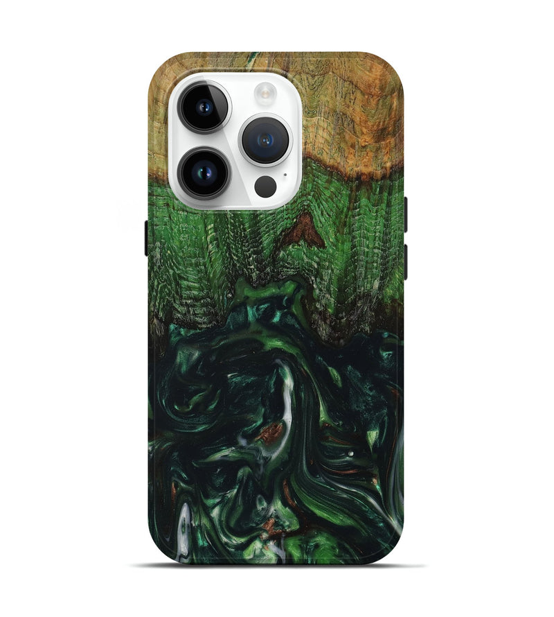 iPhone 15 Pro Wood+Resin Live Edge Phone Case - Daphne (Green, 658710)