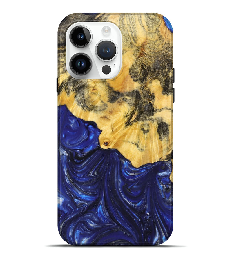 iPhone 15 Pro Max Wood+Resin Live Edge Phone Case - Patty (Blue, 658715)