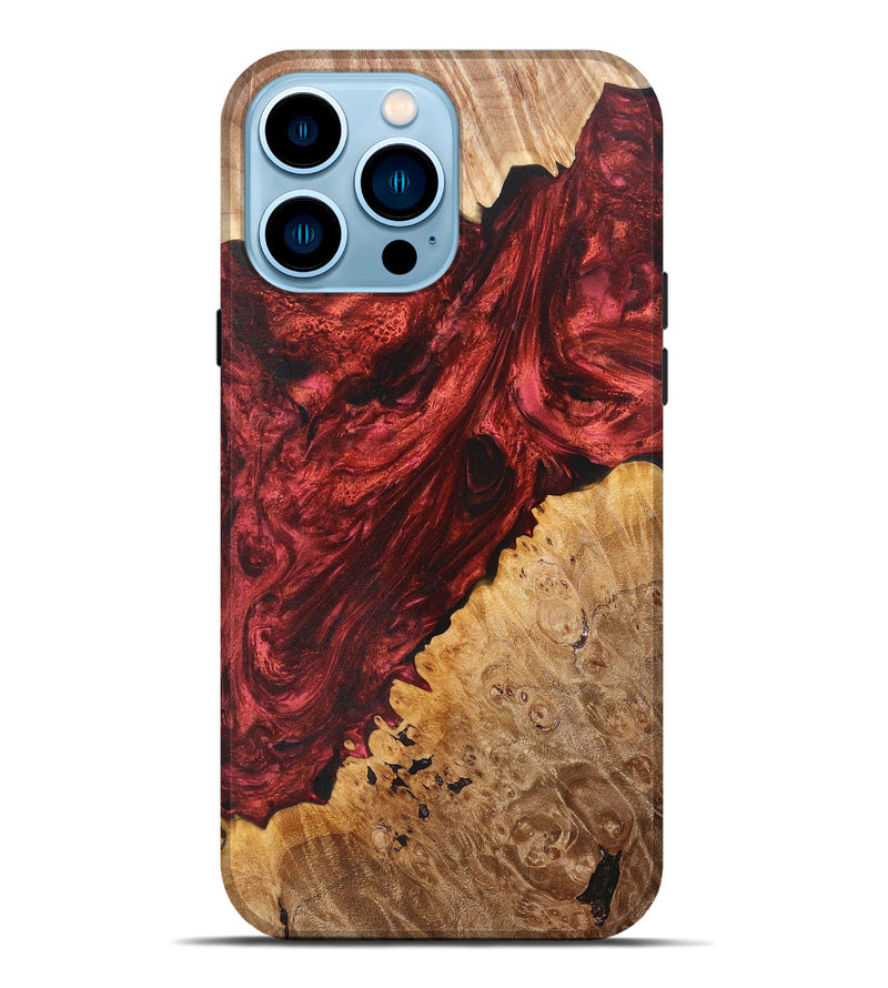 iPhone 14 Pro Max Wood+Resin Live Edge Phone Case - Sawyer (Red, 658734)