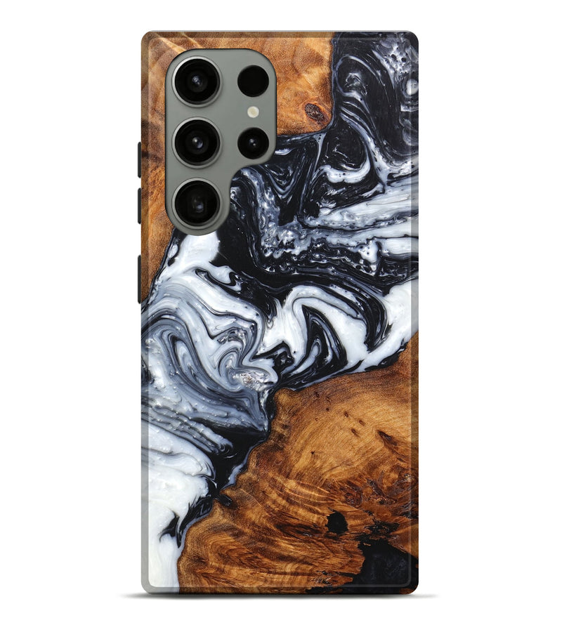 Galaxy S23 Ultra Wood+Resin Live Edge Phone Case - Amora (Black & White, 658738)
