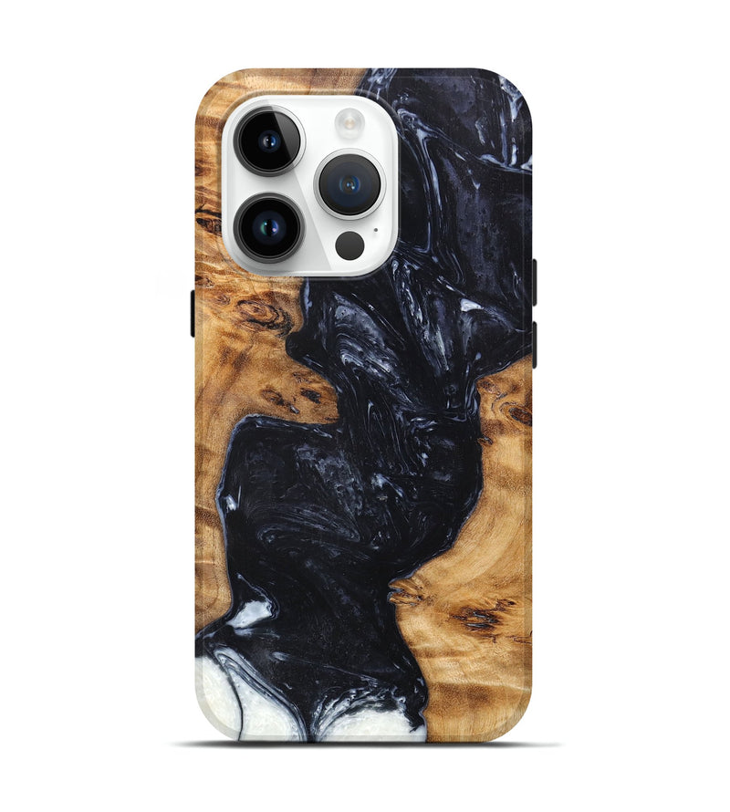 iPhone 15 Pro Wood+Resin Live Edge Phone Case - Nina (Black & White, 658739)
