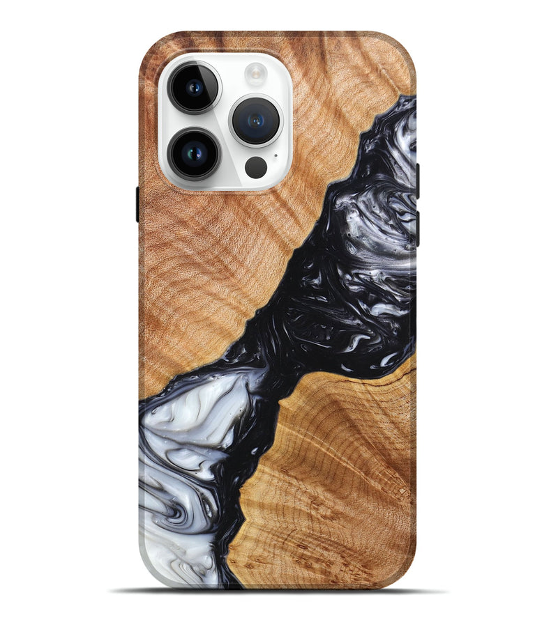 iPhone 15 Pro Max Wood+Resin Live Edge Phone Case - Jonas (Black & White, 658743)