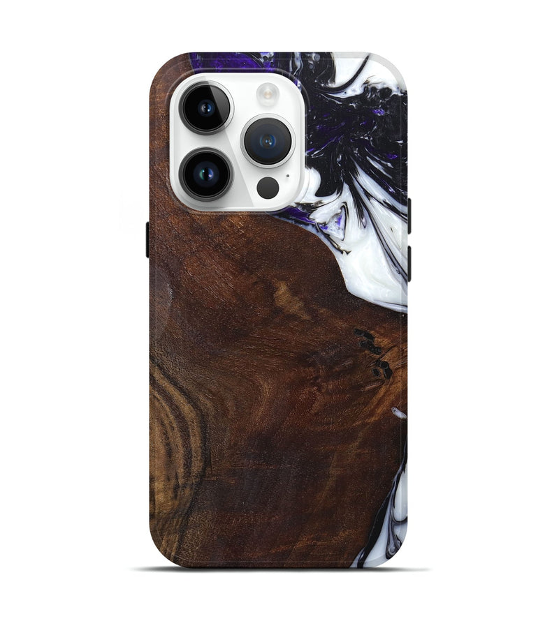 iPhone 15 Pro Wood+Resin Live Edge Phone Case - Xander (Black & White, 658745)