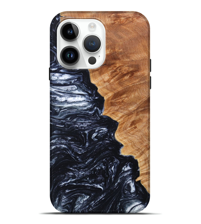 iPhone 15 Pro Max Wood+Resin Live Edge Phone Case - Chuck (Black & White, 658746)