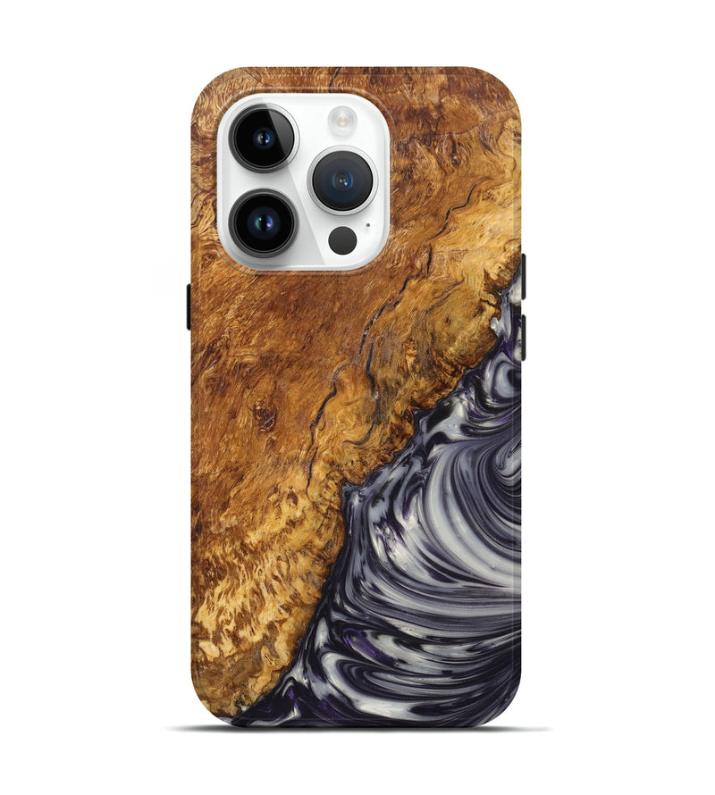 iPhone 15 Pro Wood+Resin Live Edge Phone Case - Landyn (Black & White, 658747)