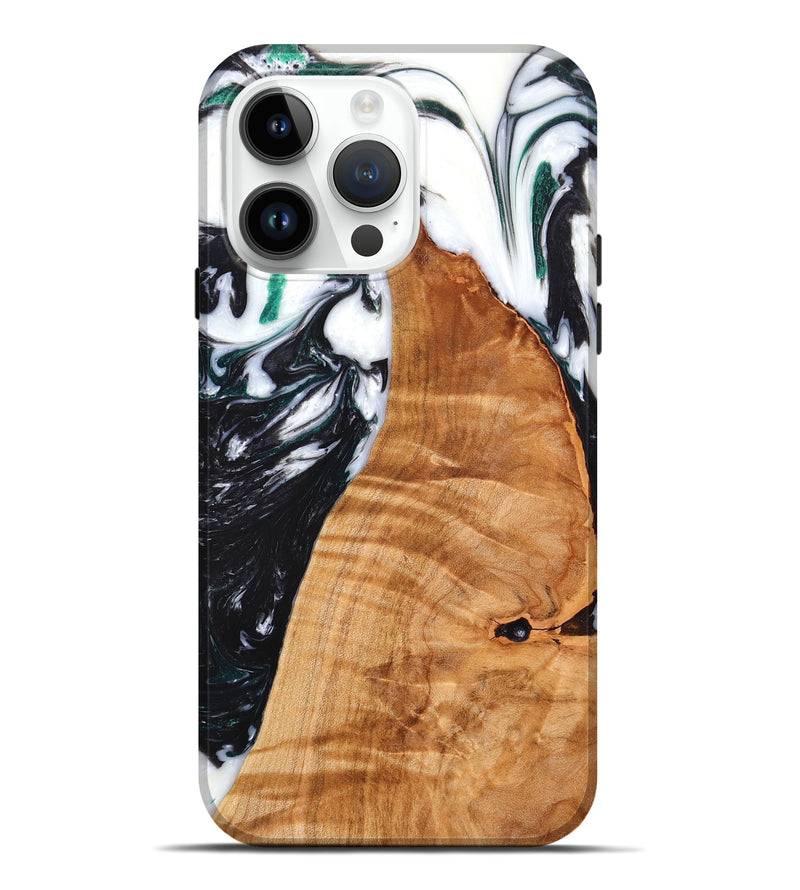 iPhone 15 Pro Max Wood+Resin Live Edge Phone Case - Molly (Black & White, 658749)