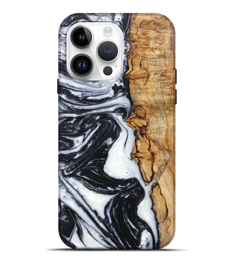 iPhone 15 Pro Max Wood+Resin Live Edge Phone Case - Cade (Black & White, 658750)