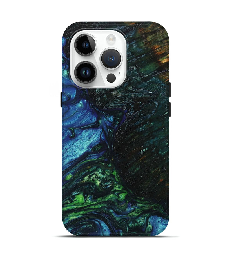 iPhone 15 Pro Wood+Resin Live Edge Phone Case - Tucker (Green, 658764)