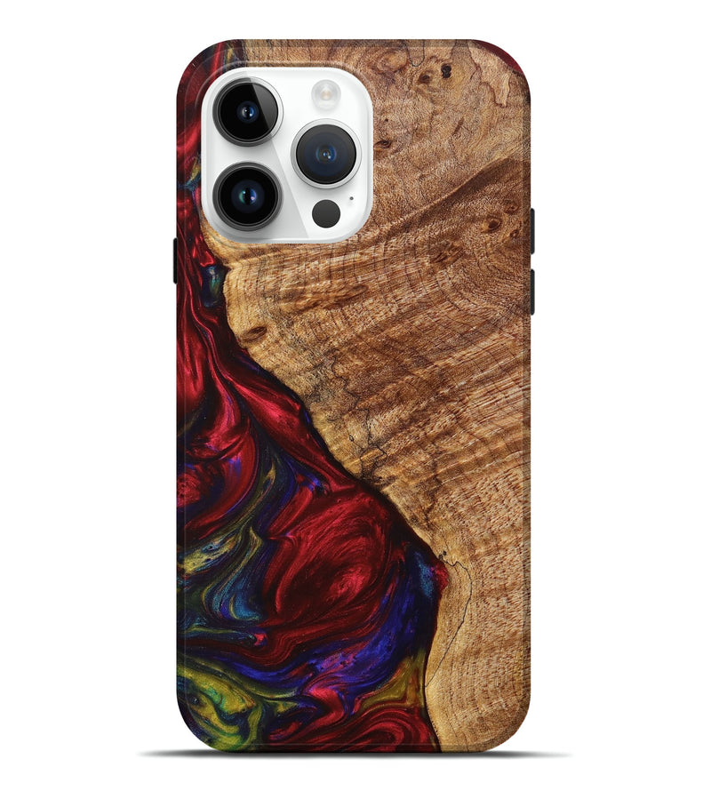 iPhone 15 Pro Max Wood+Resin Live Edge Phone Case - Malaysia (Red, 658765)