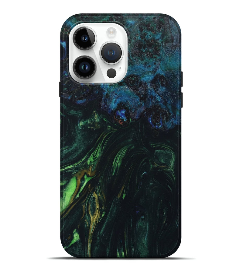 iPhone 15 Pro Max Wood+Resin Live Edge Phone Case - Irma (Green, 658773)