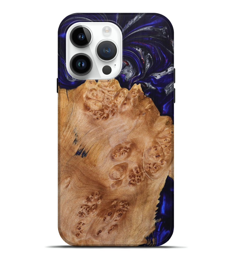 iPhone 15 Pro Max Wood+Resin Live Edge Phone Case - Serenity (Blue, 658775)