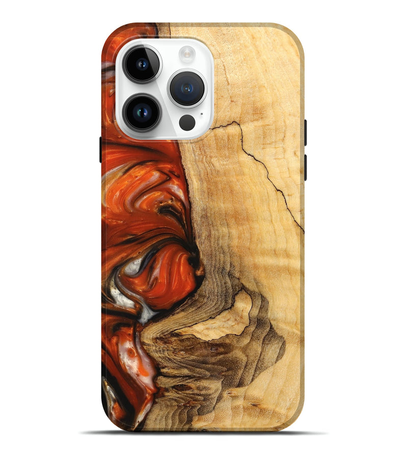 iPhone 15 Pro Max Wood+Resin Live Edge Phone Case - Amaya (Red, 658776)