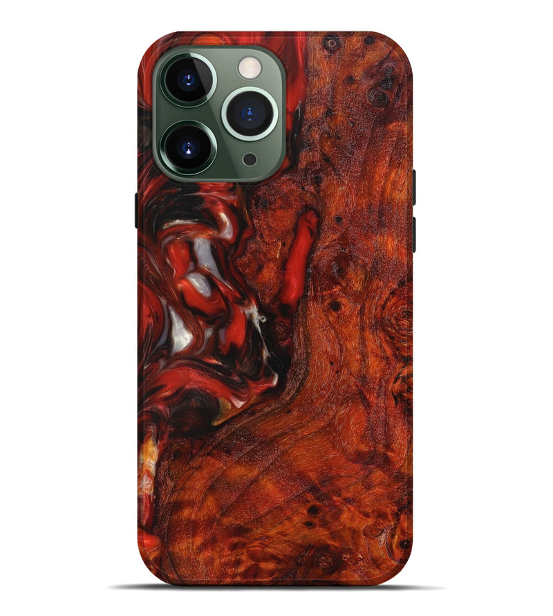 iPhone 13 Pro Max Wood+Resin Live Edge Phone Case - Jeff (Red, 658777)