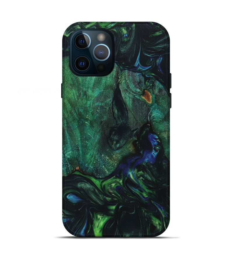 iPhone 12 Pro Wood+Resin Live Edge Phone Case - Luella (Green, 658778)