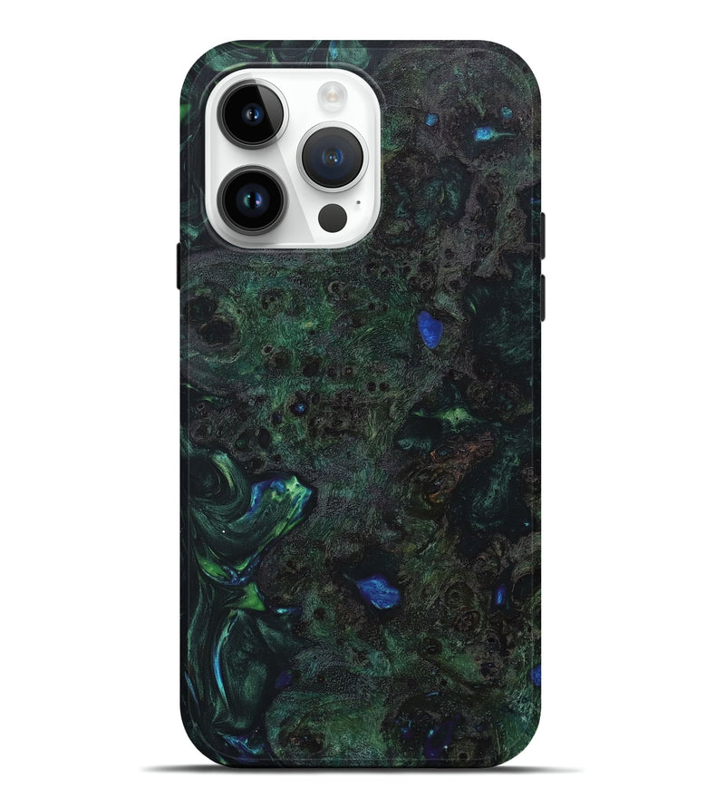 iPhone 15 Pro Max Wood+Resin Live Edge Phone Case - Ophelia (Green, 658780)