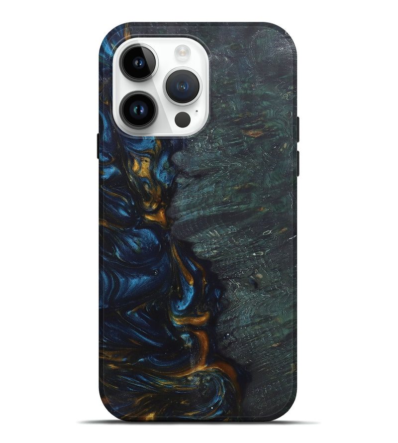 iPhone 15 Pro Max Wood+Resin Live Edge Phone Case - Howard (Blue, 658781)
