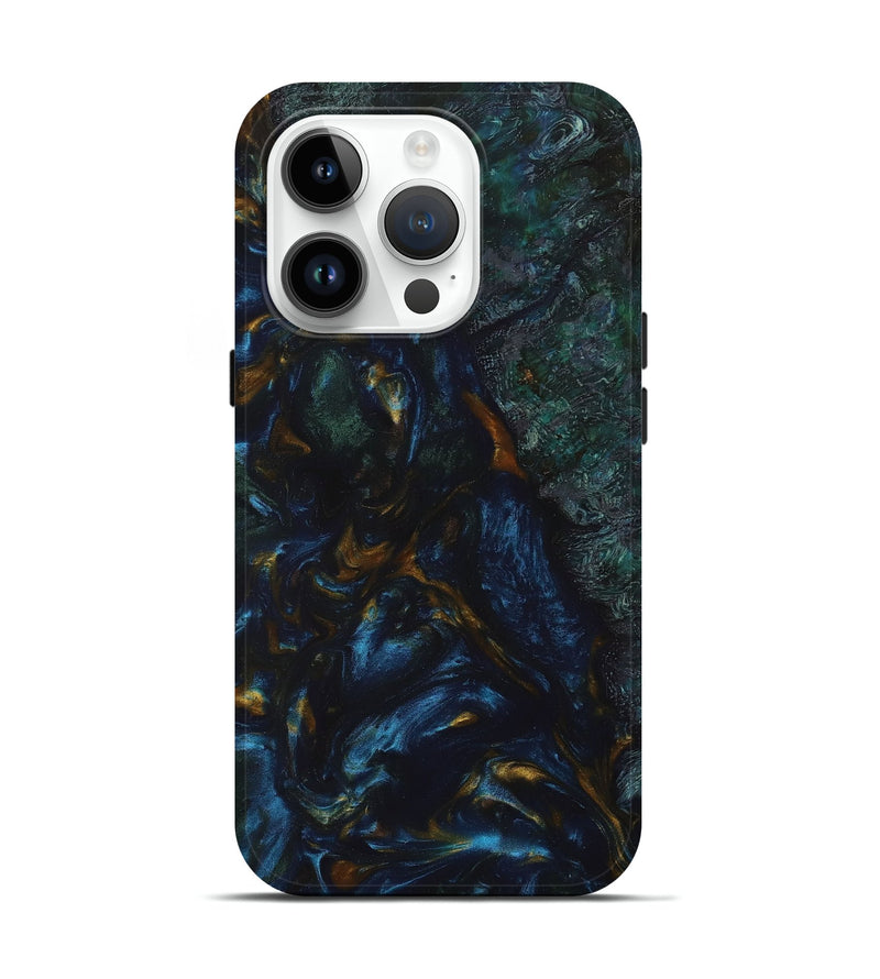 iPhone 15 Pro Wood+Resin Live Edge Phone Case - Brooke (Blue, 658784)