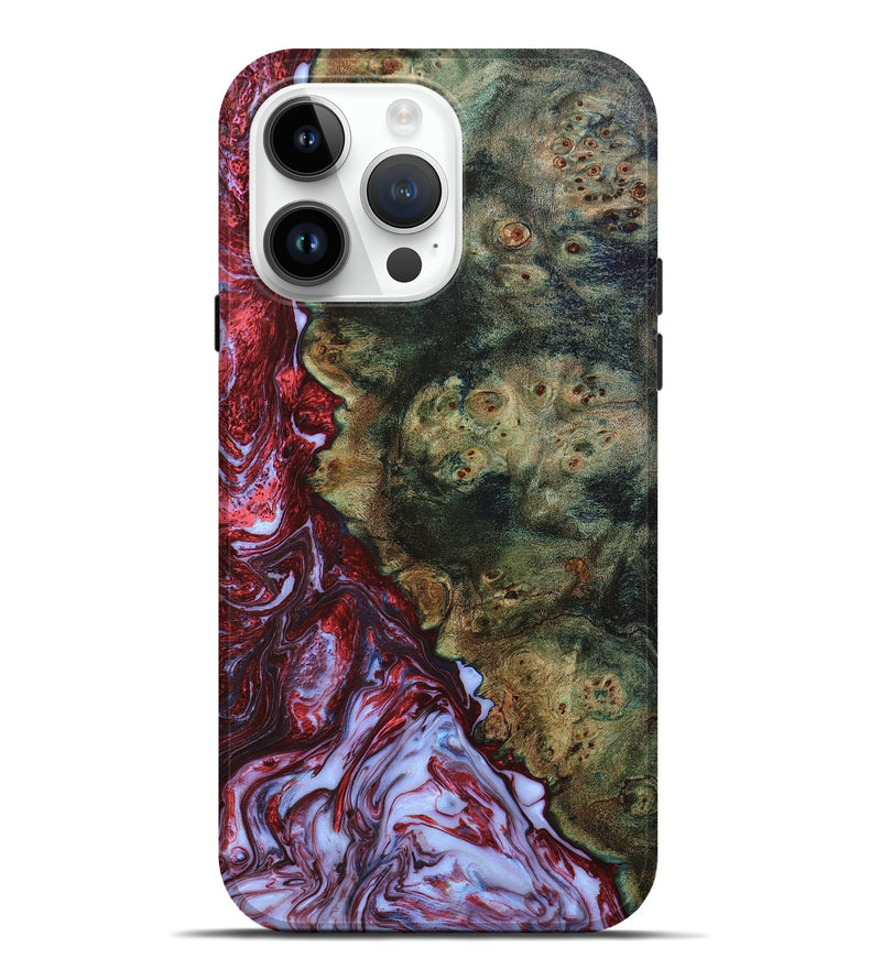 iPhone 15 Pro Max Wood+Resin Live Edge Phone Case - Niko (Red, 658785)