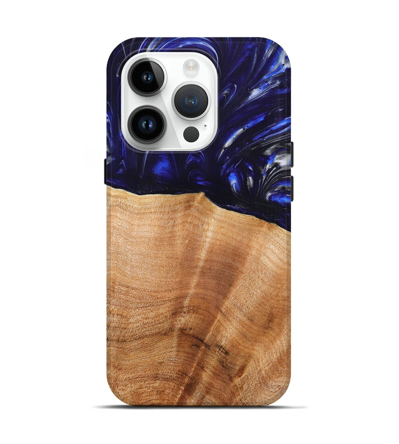 iPhone 15 Pro Wood+Resin Live Edge Phone Case - Keaton (Blue, 658786)