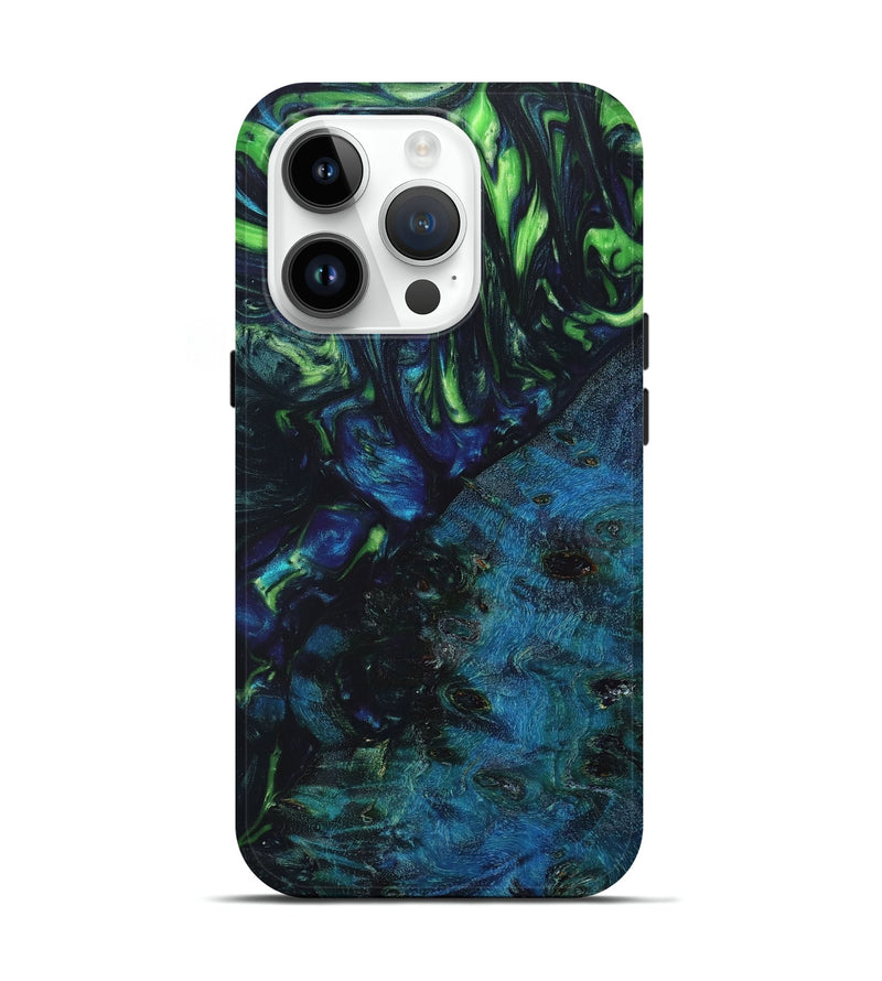 iPhone 15 Pro Wood+Resin Live Edge Phone Case - Alexis (Blue, 658795)