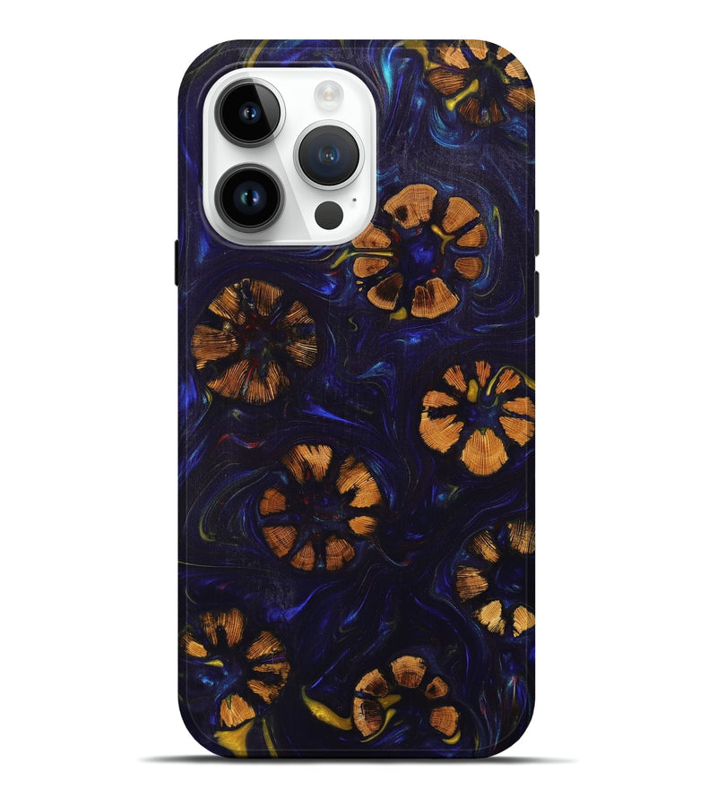 iPhone 15 Pro Max Wood+Resin Live Edge Phone Case - Aaliyah (Blue, 658805)