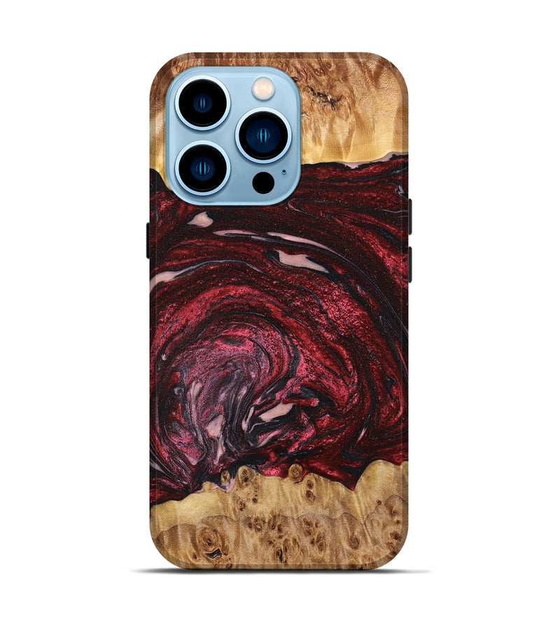 iPhone 14 Pro Wood+Resin Live Edge Phone Case - Wesley (Red, 658806)